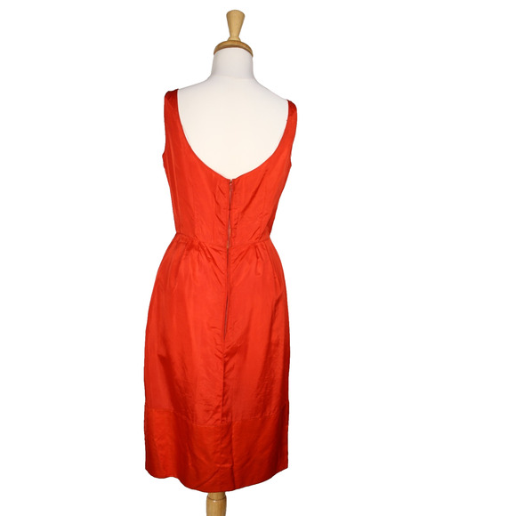 Vintage 1960s Pab Designer Red Satin Cocktail Dress w 2 Layers B36 W27 - Hey Viv - Picture 6 of 9
